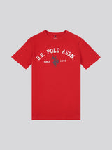 Boys Signature Arch Print T-Shirt in Haute Red