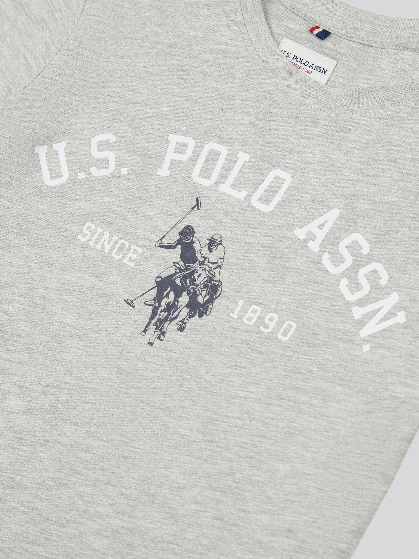 Boys Signature Arch Print T-Shirt in Mid Grey Marl