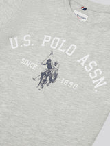 Boys Signature Arch Print T-Shirt in Mid Grey Marl
