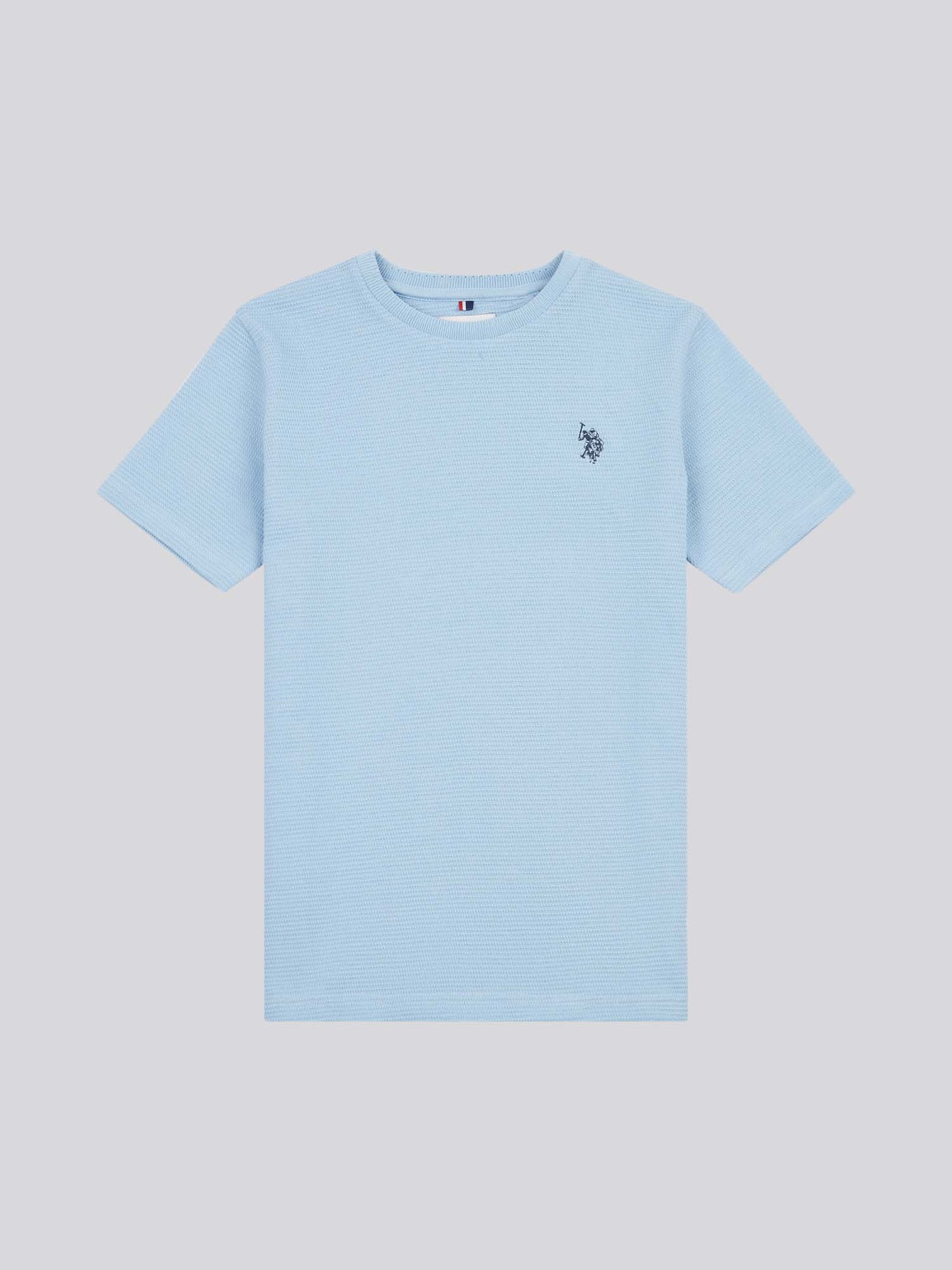 Boys Texture Double Horsemen T-Shirt in Chambray Blue