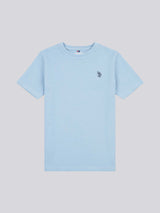 Boys Texture Double Horsemen T-Shirt in Chambray Blue