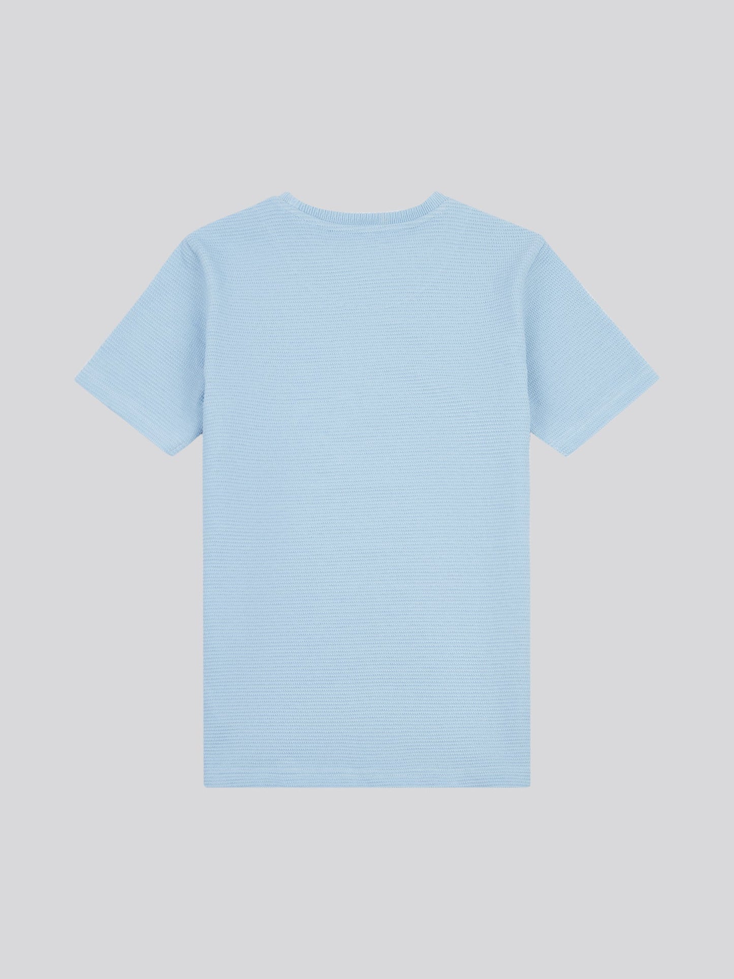 Boys Texture Double Horsemen T-Shirt in Chambray Blue