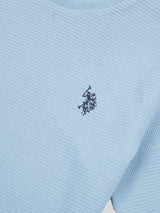 Boys Texture Double Horsemen T-Shirt in Chambray Blue