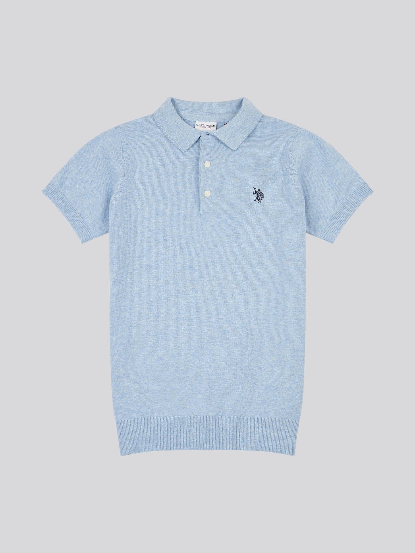 Boys Combed Cotton Polo Shirt in Parisian Blue Marl