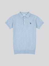 Boys Combed Cotton Polo Shirt in Parisian Blue Marl
