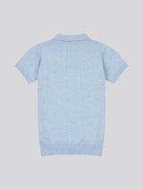 Boys Combed Cotton Polo Shirt in Parisian Blue Marl