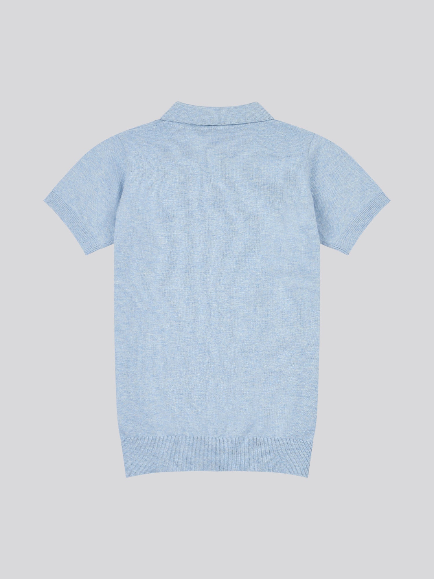 Boys Combed Cotton Polo Shirt in Parisian Blue Marl