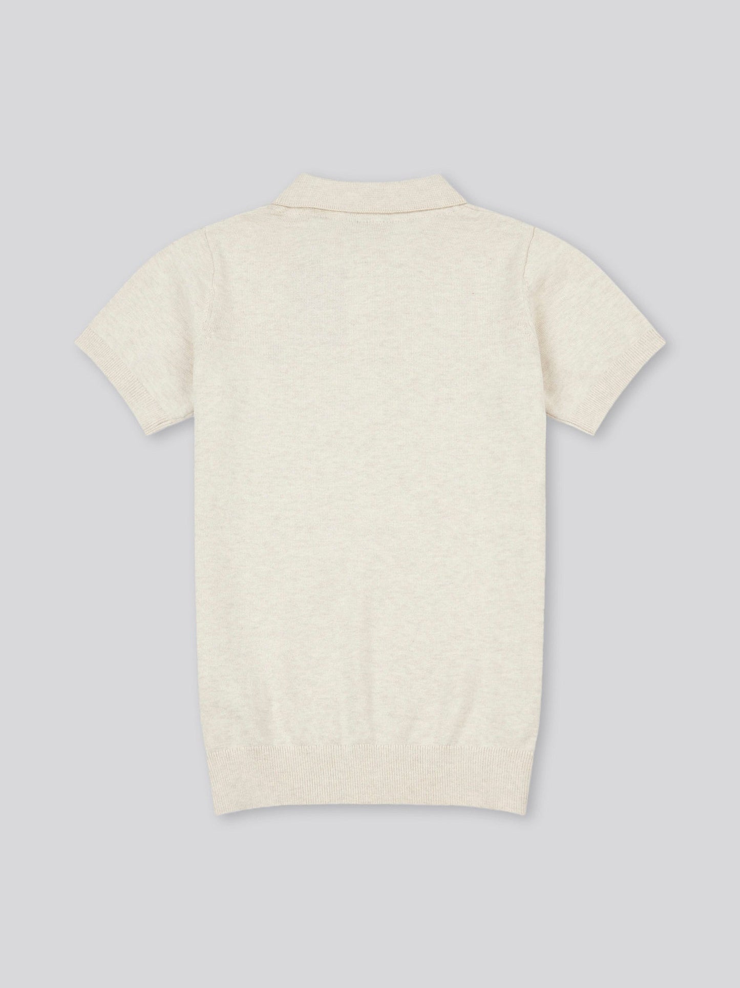 Boys Combed Cotton Polo Shirt in Birch Marl