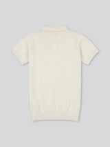 Boys Combed Cotton Polo Shirt in Birch Marl