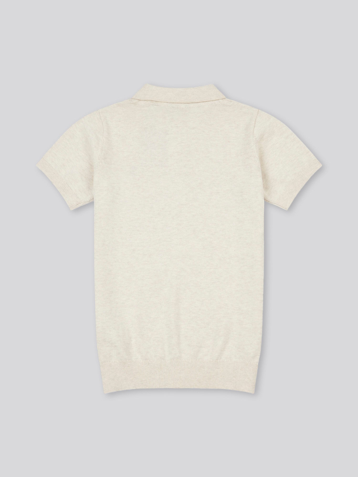 Boys Combed Cotton Polo Shirt in Birch Marl