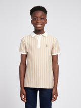 Boys Vertical Stripe Polo Shirt Doeskin