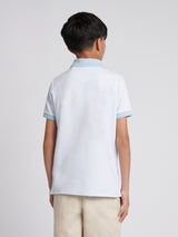 Boys Smart Two Tone Zip Polo Shirt Chambray Blue