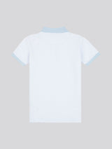Boys Smart Two Tone Zip Polo Shirt Chambray Blue