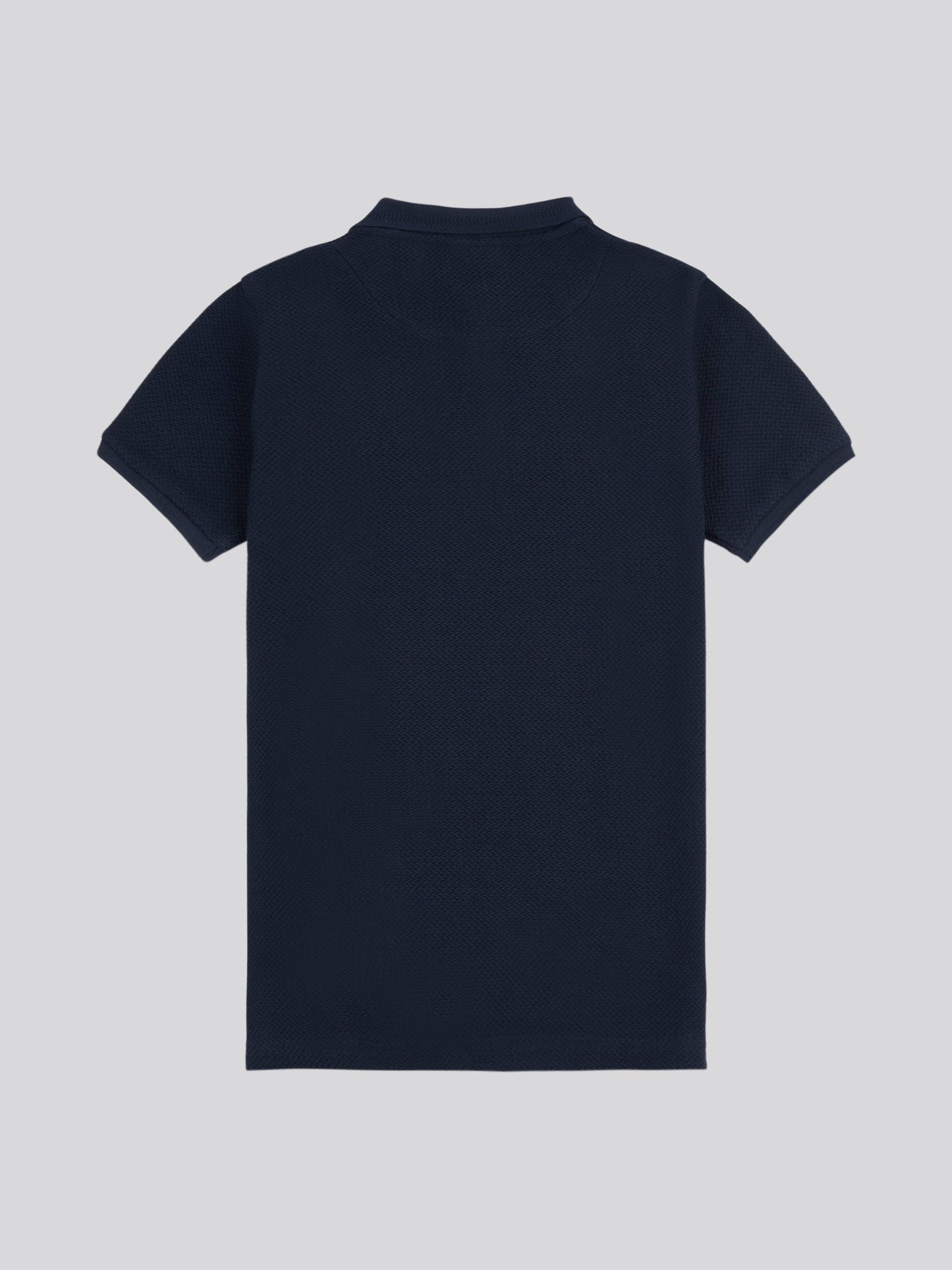 Boys Texture Double Horsemen Polo Shirt Dark Sapphire Navy