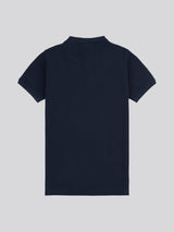 Boys Texture Double Horsemen Polo Shirt Dark Sapphire Navy