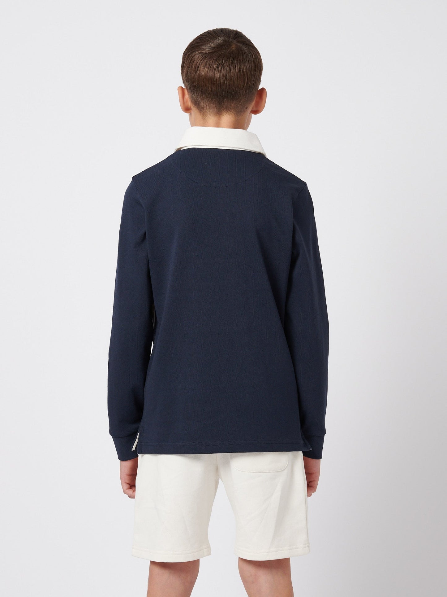 Boys Premium Embroidery Rugby Shirt in Dark Sapphire Navy