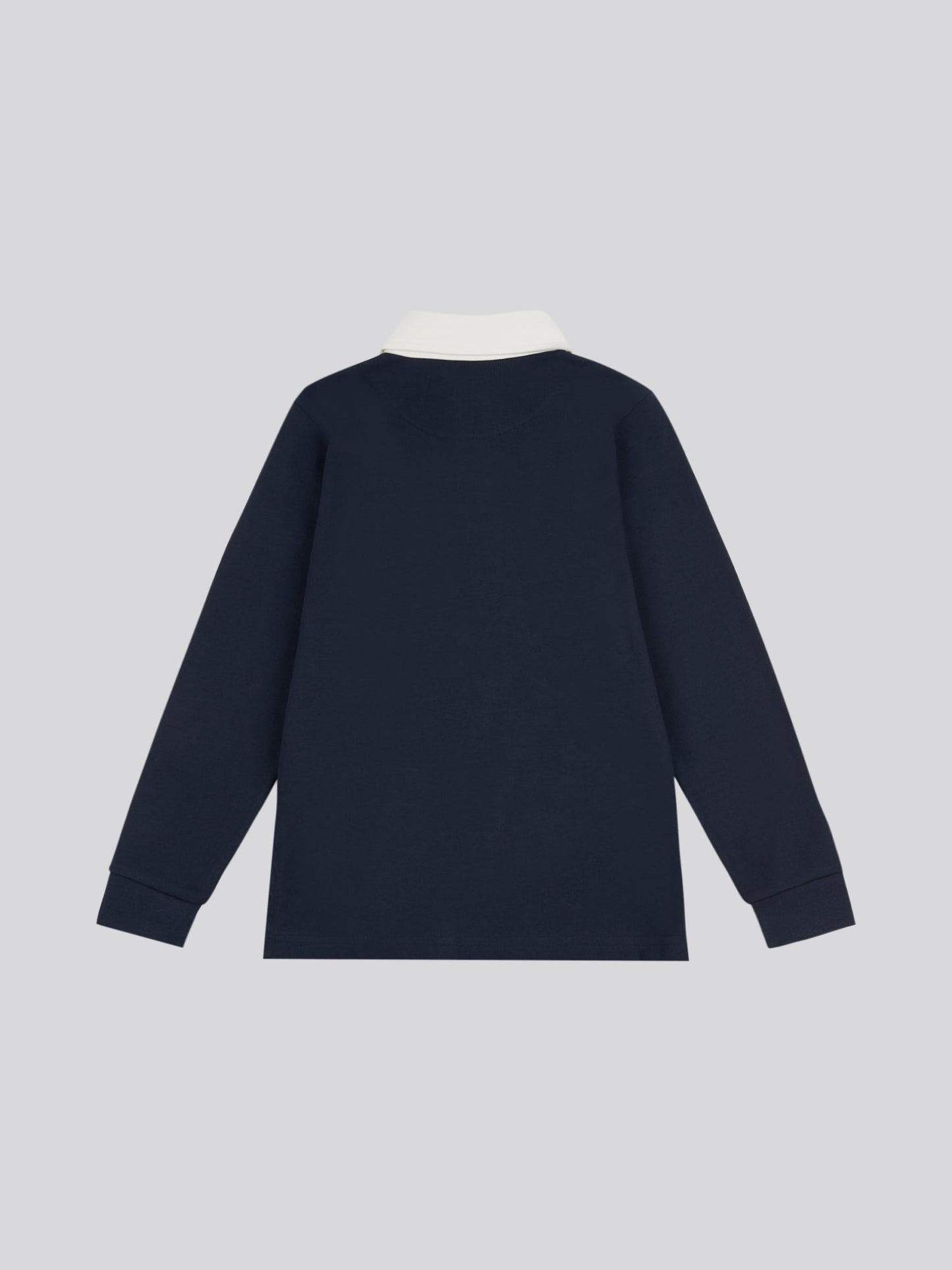 Boys Premium Embroidery Rugby Shirt in Dark Sapphire Navy
