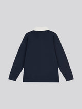 Boys Premium Embroidery Rugby Shirt in Dark Sapphire Navy