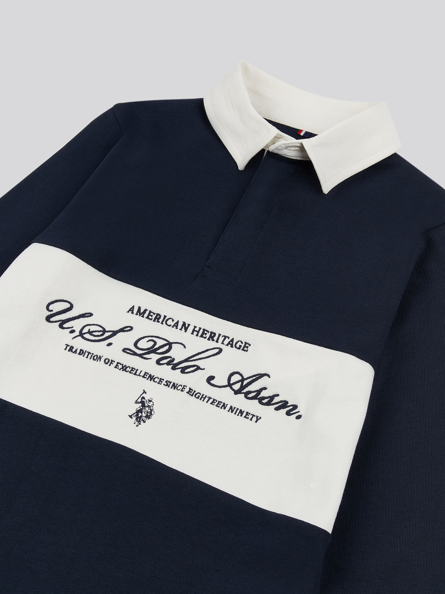Boys Premium Embroidery Rugby Shirt in Dark Sapphire Navy