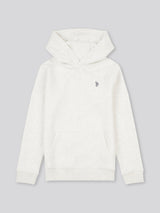 Boys Double Horsemen Herringbone Hoodie in Light Grey Marl