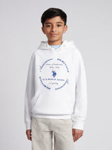 Boys Premium Print Interlock Hoodie in Bright White