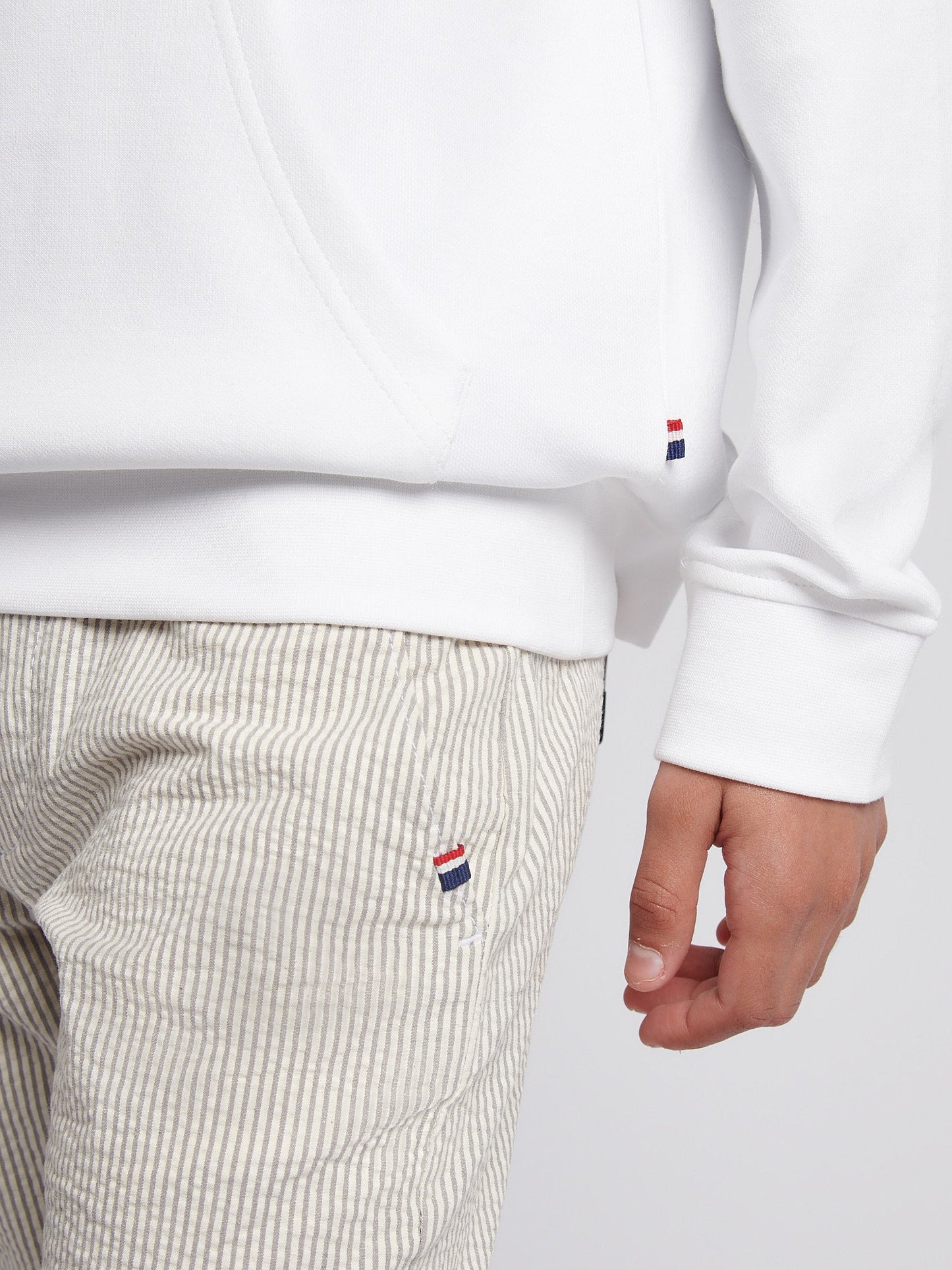 Boys Premium Print Interlock Hoodie in Bright White