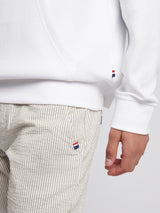 Boys Premium Print Interlock Hoodie in Bright White