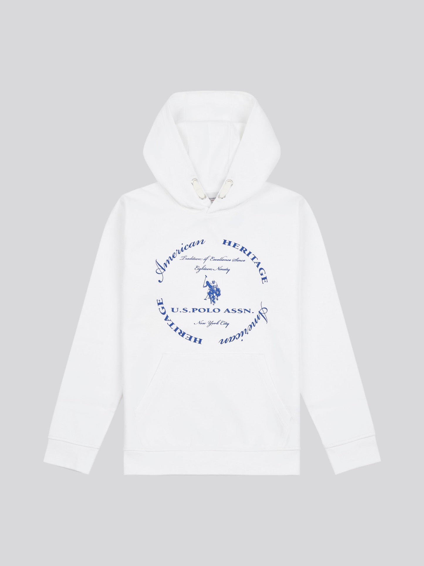 Boys Premium Print Interlock Hoodie in Bright White