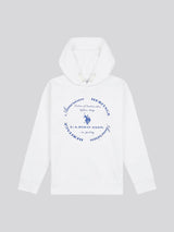 Boys Premium Print Interlock Hoodie in Bright White