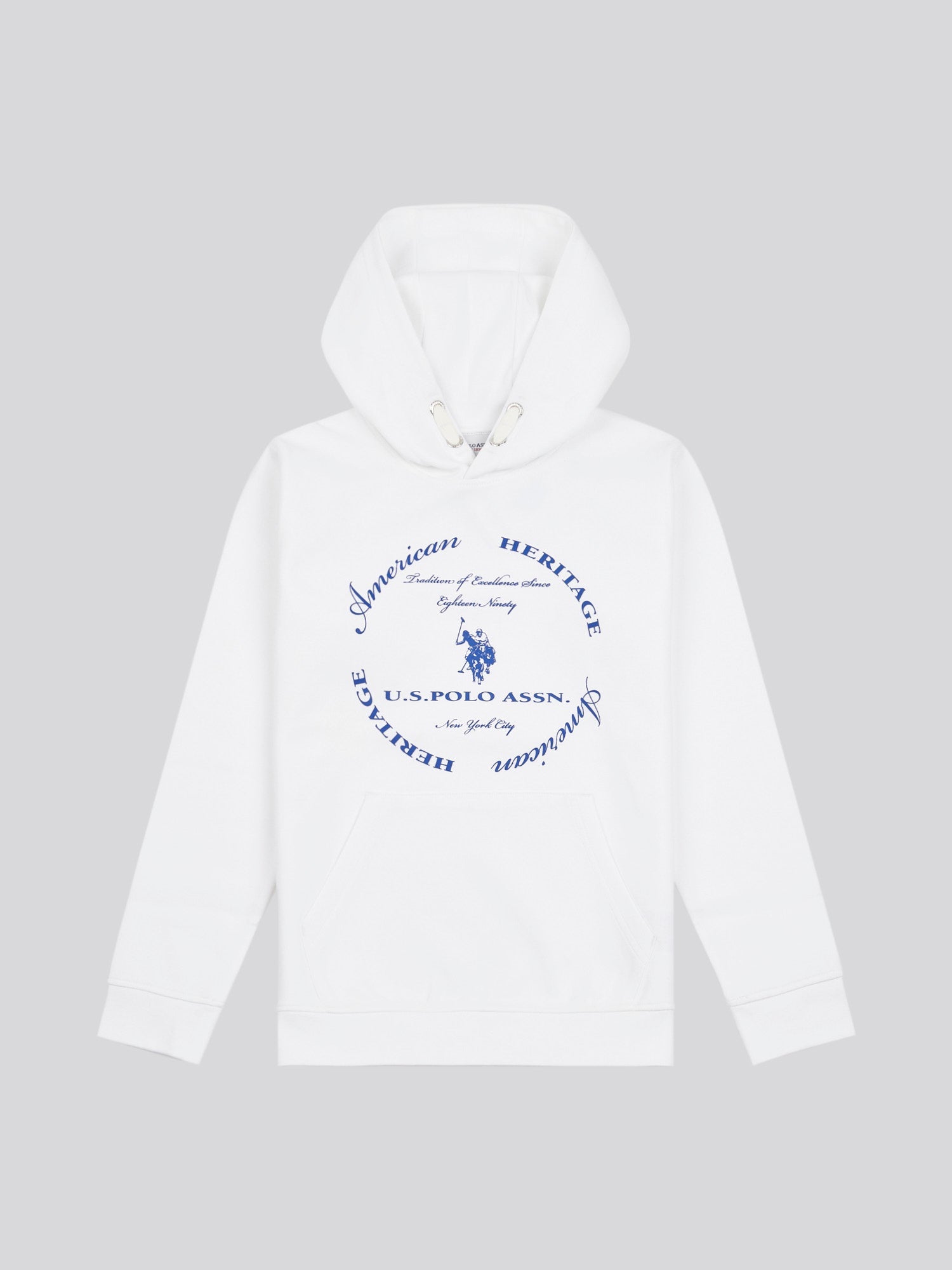 Boys Premium Print Interlock Hoodie in Bright White