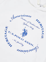 Boys Premium Print Interlock Hoodie in Bright White