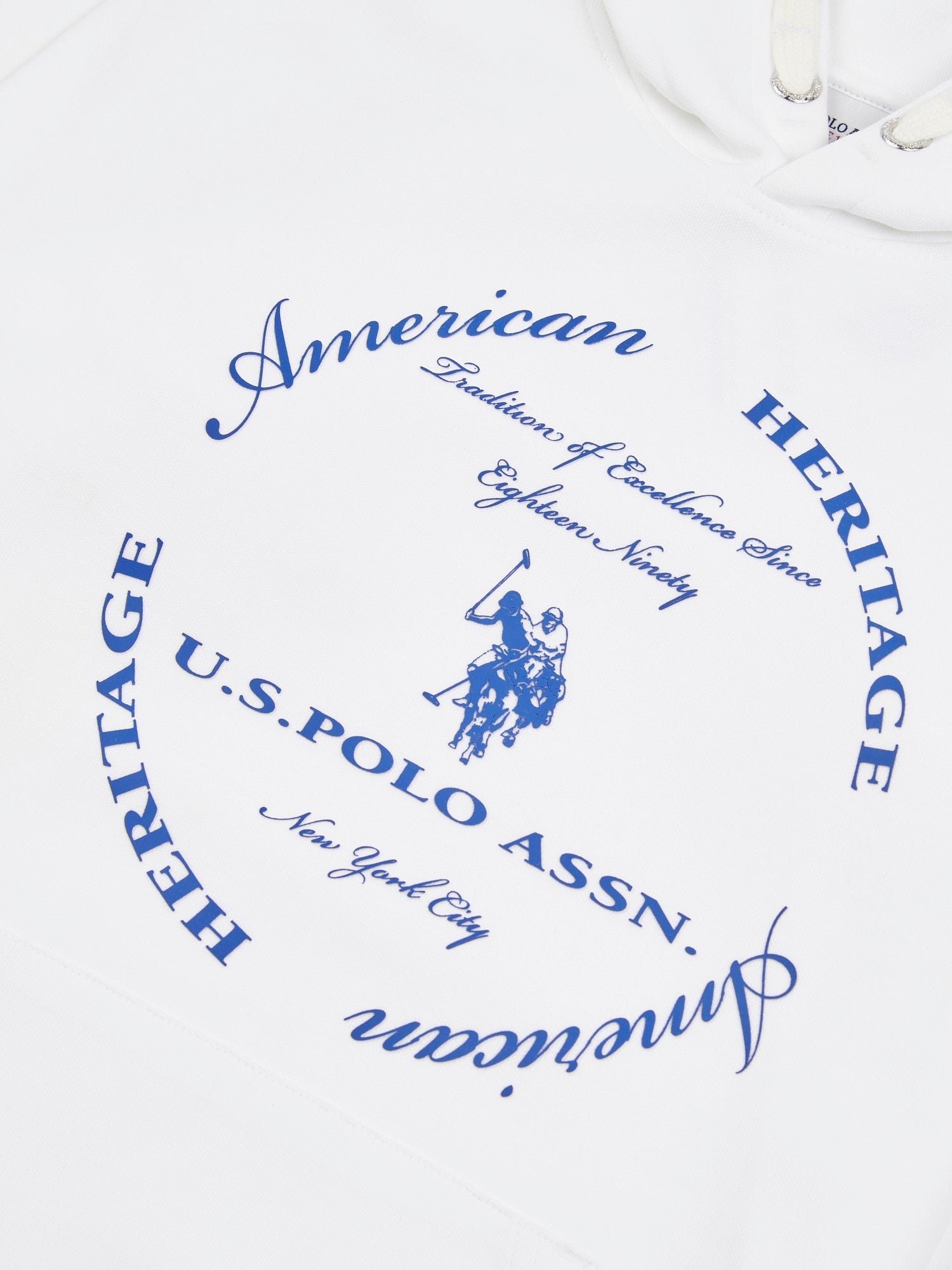 Boys Premium Print Interlock Hoodie in Bright White