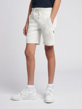 Boys Double Horsemen Herringbone Sweat Short in Light Grey Marl