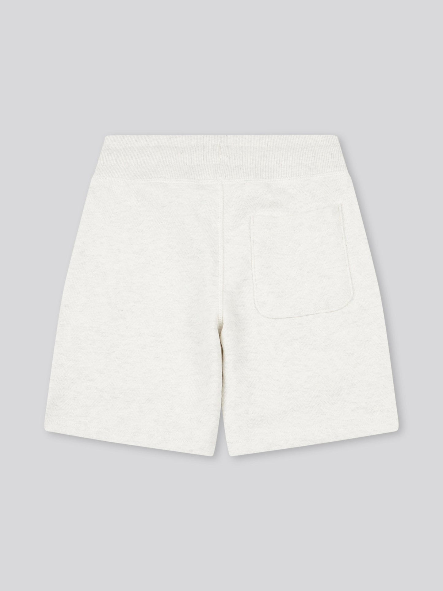 Boys Double Horsemen Herringbone Sweat Short in Light Grey Marl