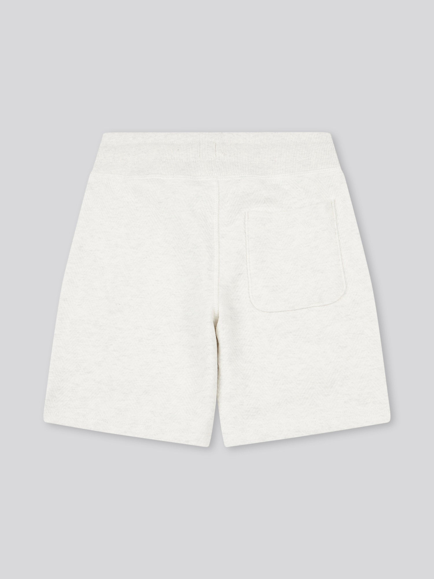 Boys Double Horsemen Herringbone Sweat Short in Light Grey Marl