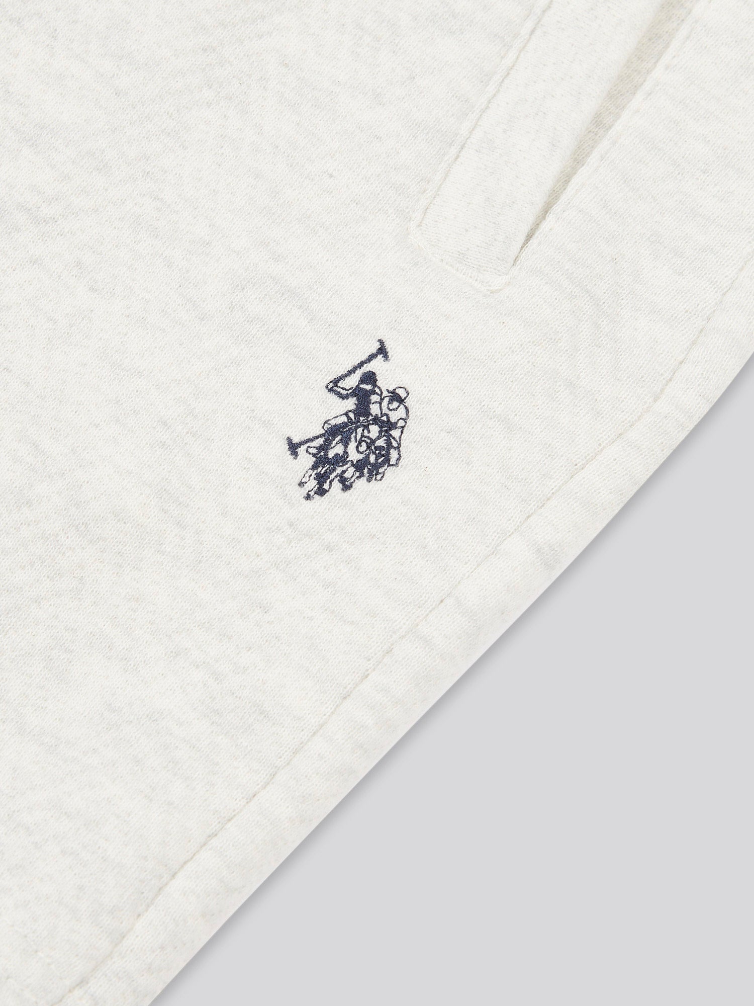 Boys Double Horsemen Herringbone Sweat Short in Light Grey Marl
