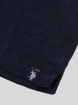 Boys Terry Reverse Collar Polo Shirt in Dark Sapphire Navy