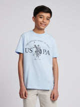 Boys USPA Print Graphic T-Shirt in Chambray Blue