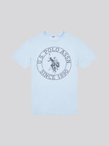 Boys USPA Circle Print T-Shirt in Chambray Blue
