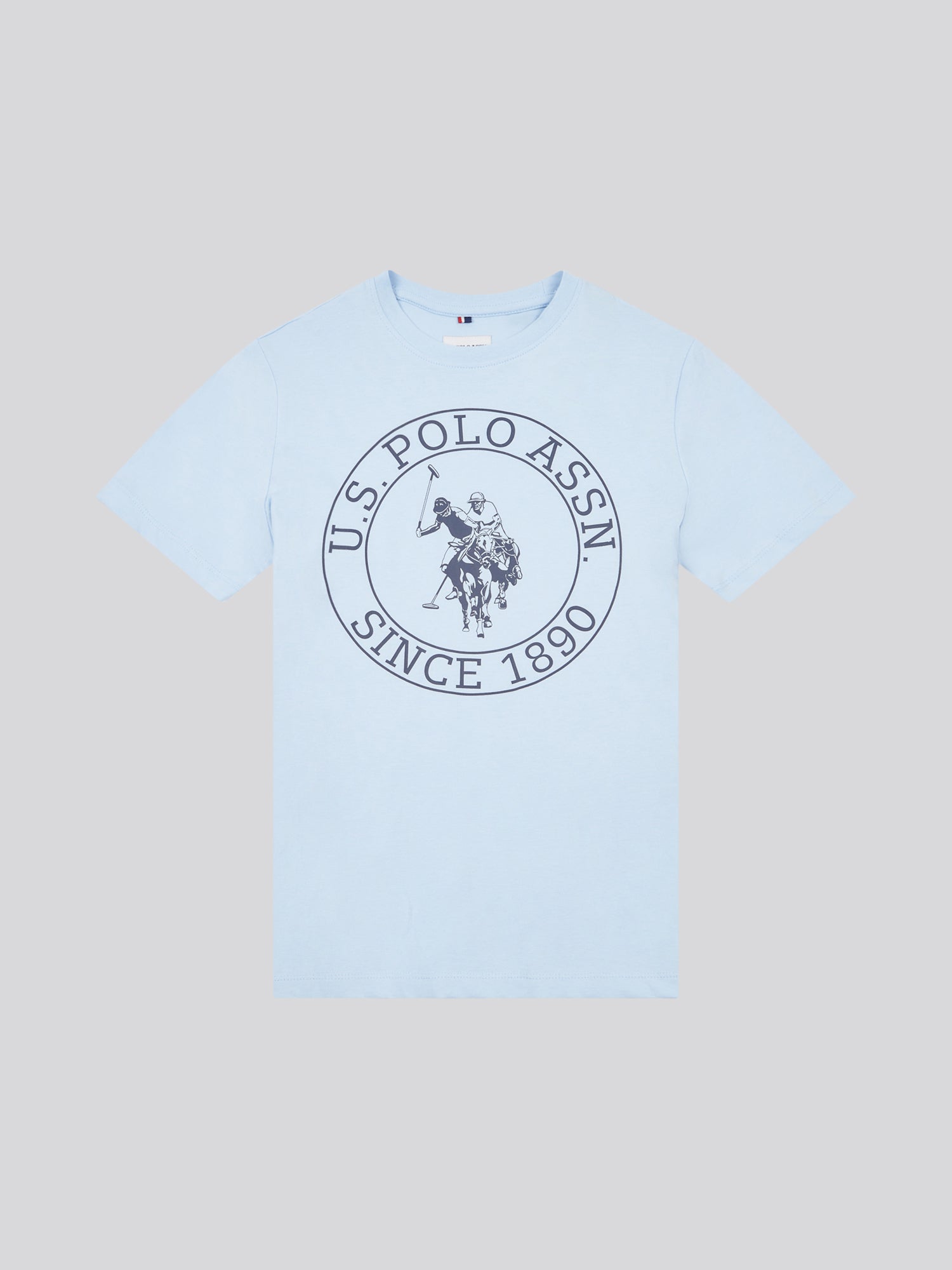 Boys USPA Circle Print T-Shirt in Chambray Blue