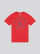 Boys USPA Circle Print T-Shirt in Haute Red