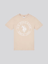 Boys USPA Circle Print T-Shirt in Doeskin