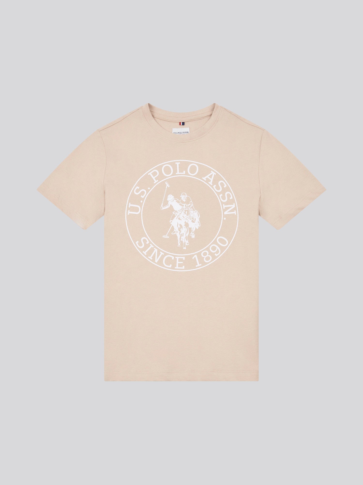 Boys USPA Circle Print T-Shirt in Doeskin