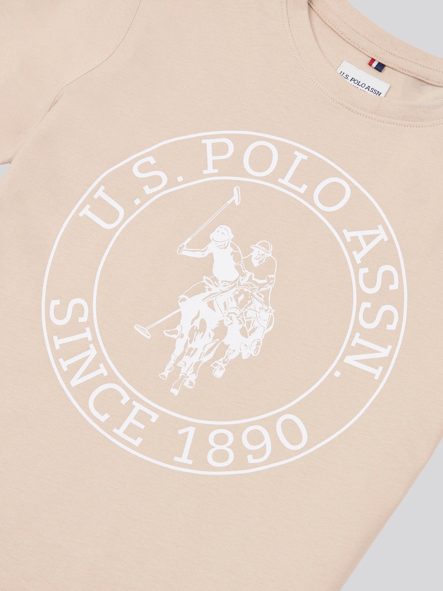 Boys USPA Circle Print T-Shirt in Doeskin