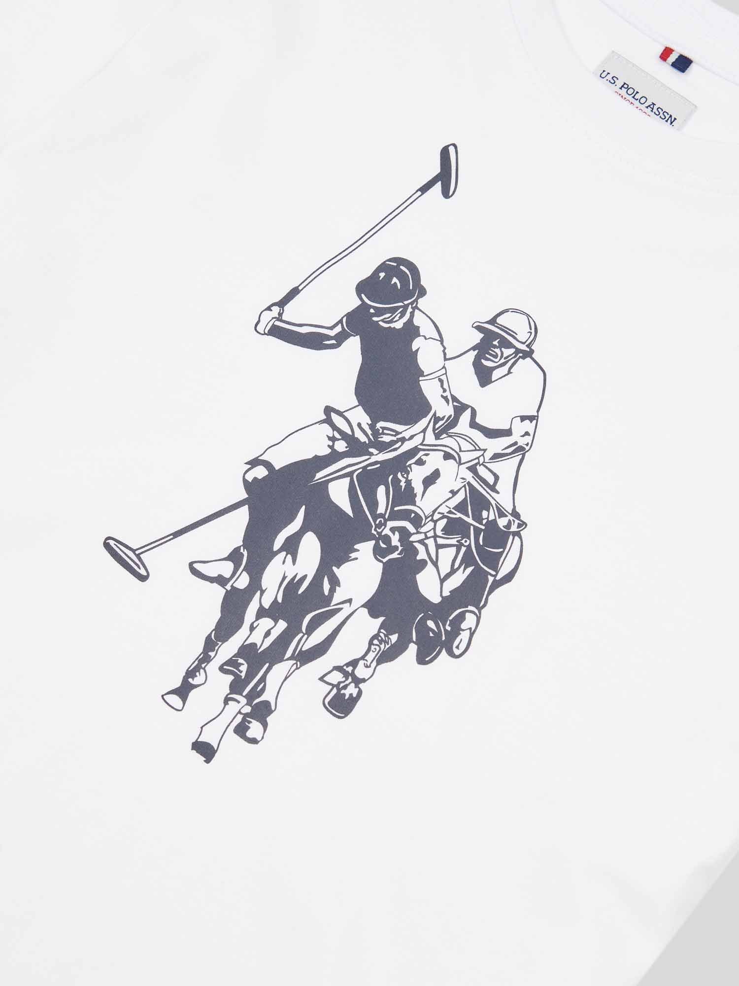 Boys Double Horsemen Graphic T-Shirt in Bright White