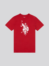 Boys Double Horsemen Graphic T-Shirt in Haute Red