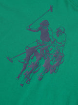Boys Double Horsemen Graphic T-Shirt in Lush Meadow