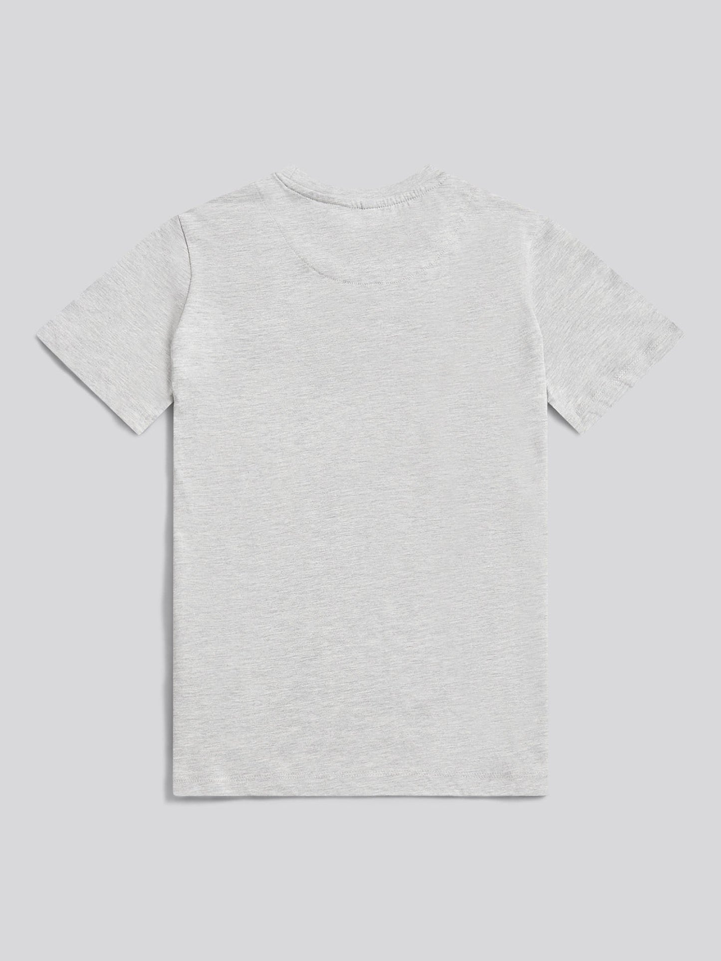 Boys Double Horsemen Graphic T-Shirt in Mid Grey Marl