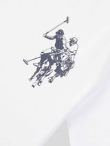 Boys Large Double Horsemen Graphic T-Shirt in Bright White
