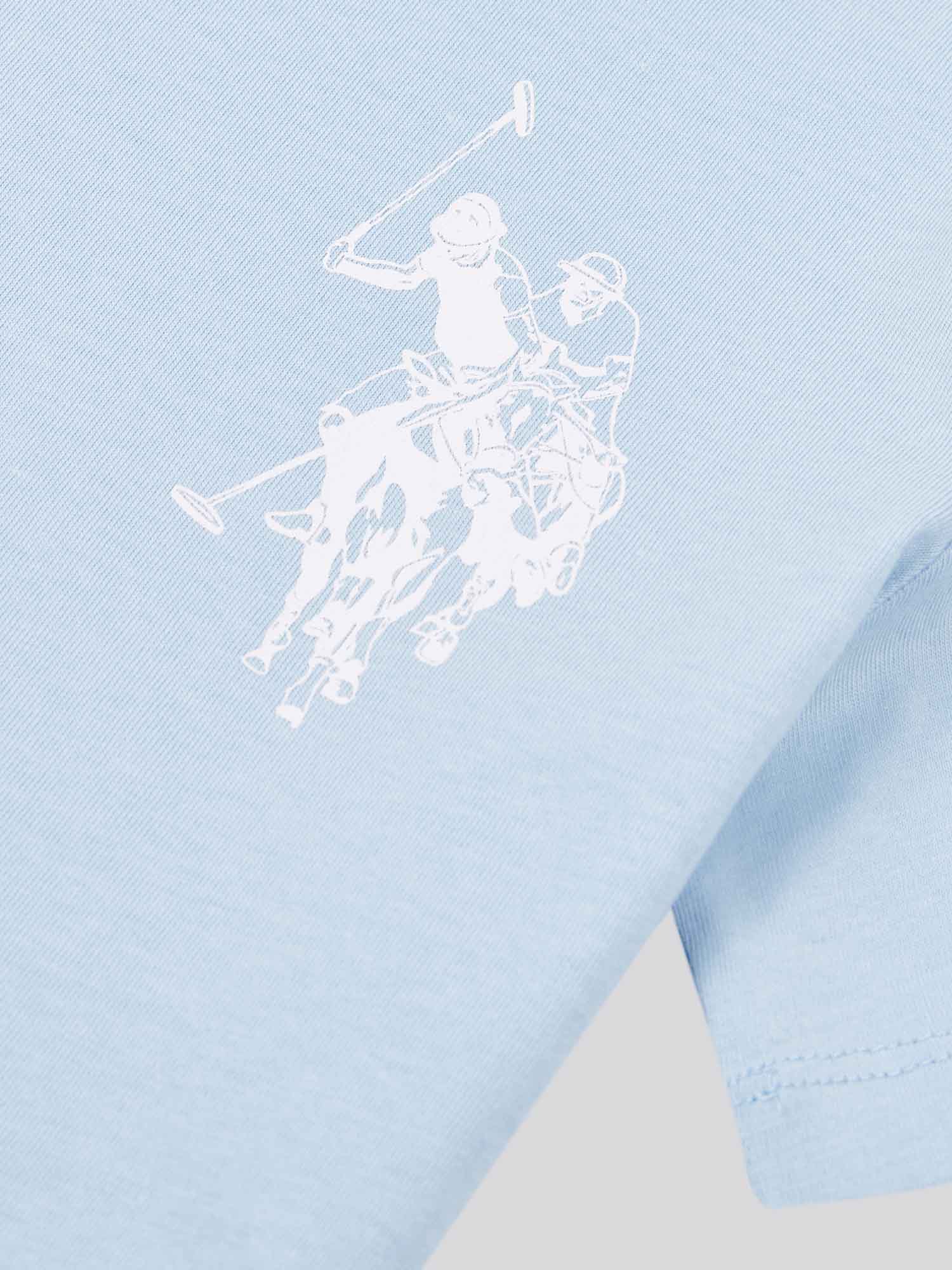 Boys Large Double Horsemen Graphic T-Shirt in Chambray Blue